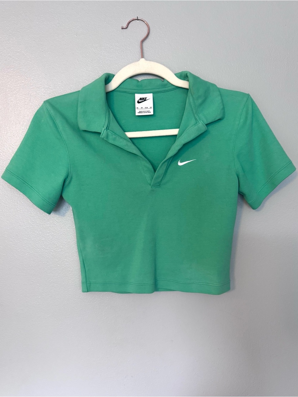 Nike Green Cropped Polo Top with Swoosh - Picture 3 of 6